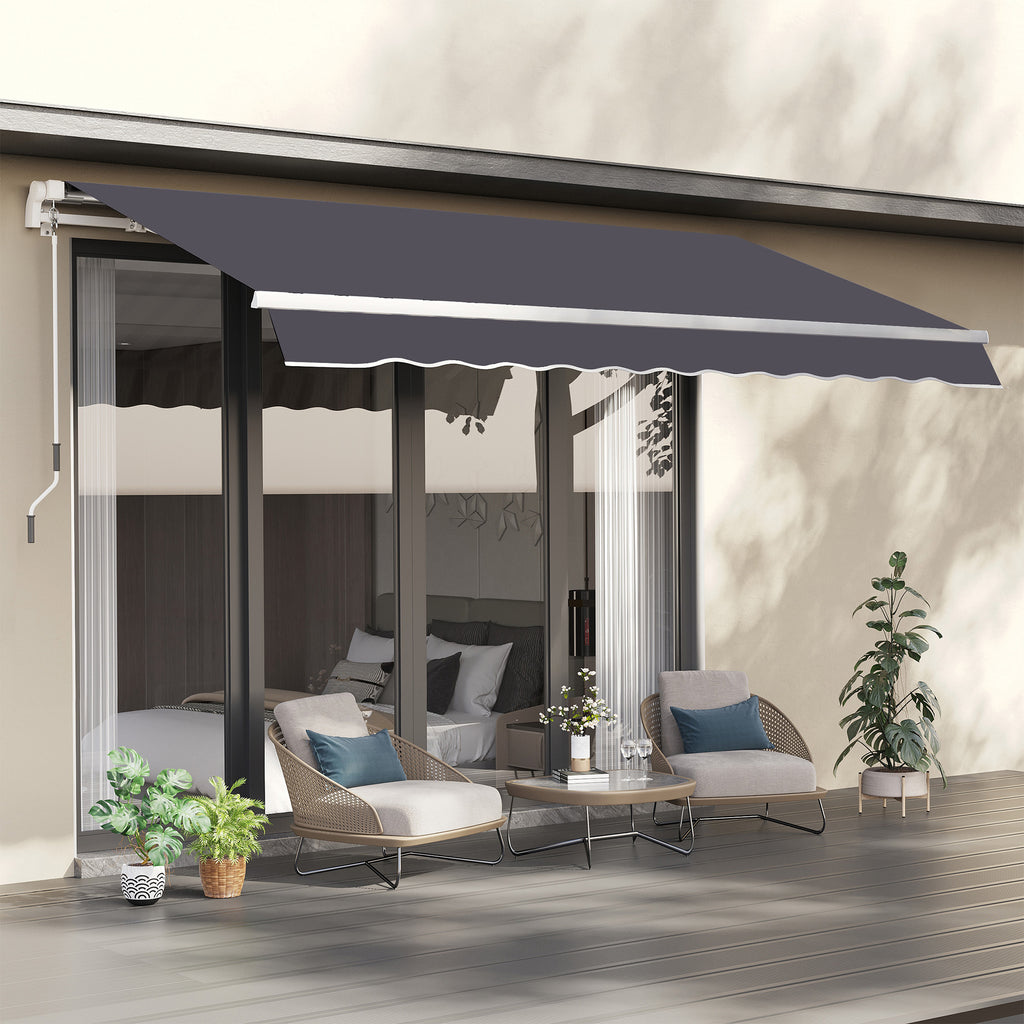 10' x 8' ርትራክታብል ኣውኒንግ ፋብሪክ ምትካእ ደገ ፀሓይ መከላኸሊ ካኖፒ ኣውኒንግ ከበቢ፣ ካብ UV መከላኸሊ፣ ግራጫ