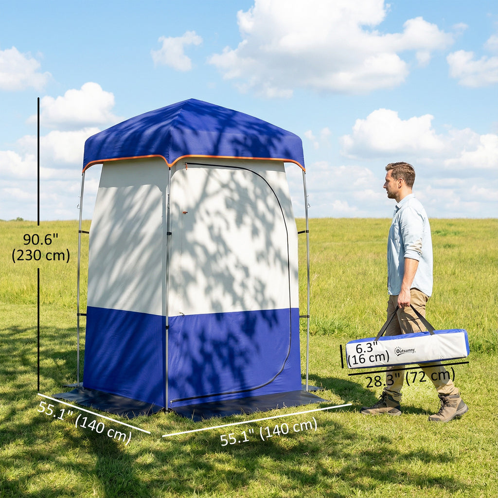 Camping Shower Tent, Portable Privacy Shelter with Solar Shower Bag, Removable Floor and Carrying Bag, Black