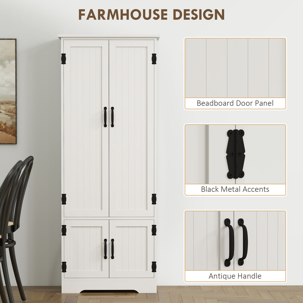 48" 4-Door Storage Cabinet Multi-Storey Large Space Pantry with Adjustable Shelves Black