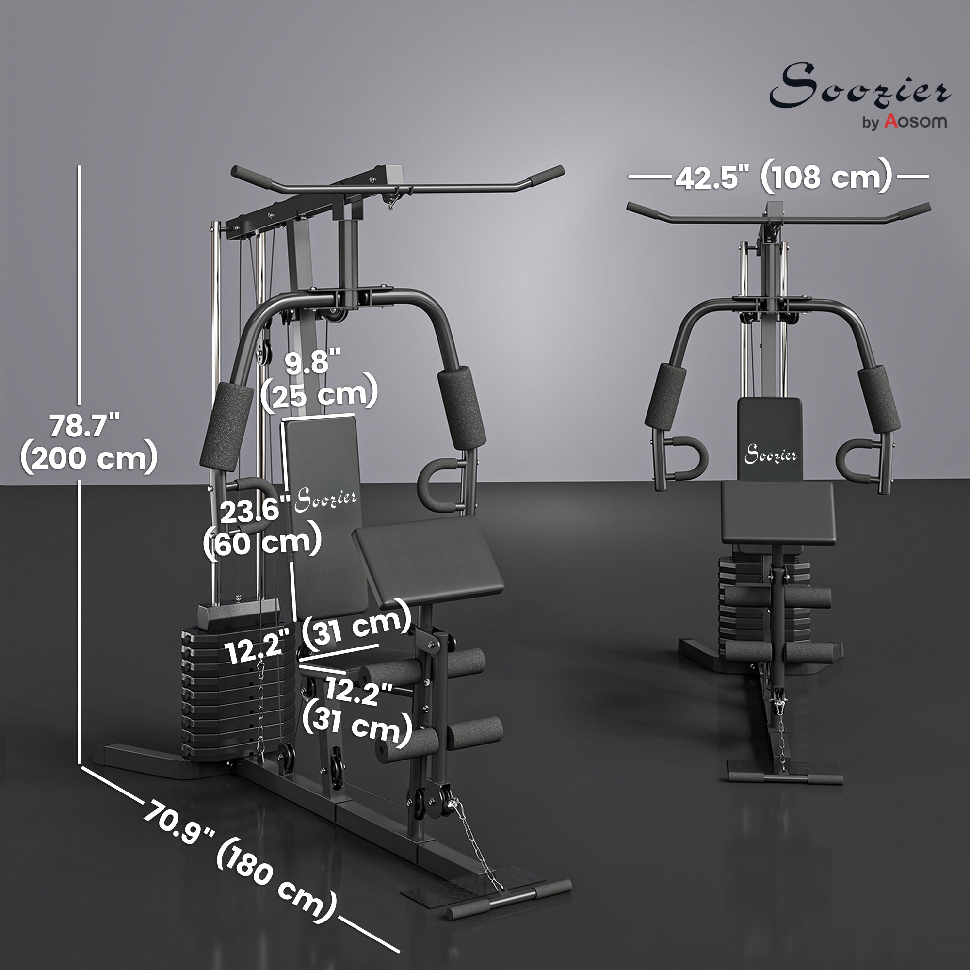 Soozier Multi-Exercise Home Gym Station with 99lbs Weight Stack, for Full Body Workout