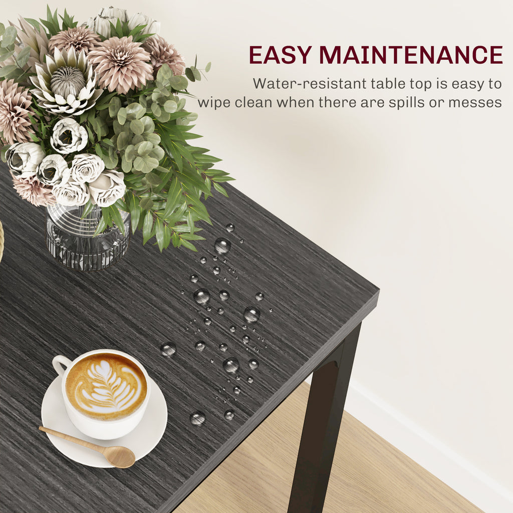 Dining Table Set for 2, 3 Piece Kitchen Table and Chairs with Metal Legs for Small Spaces, Grey Wood Effect
