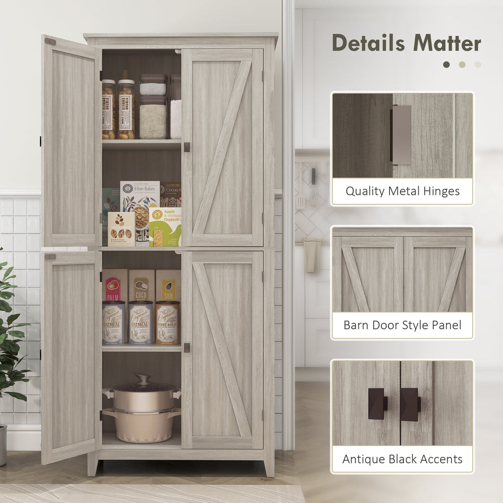 72" Freestanding Storage Cabinet, Kitchen Pantry Cabinet with Doors and Shelves for Dining Room, White