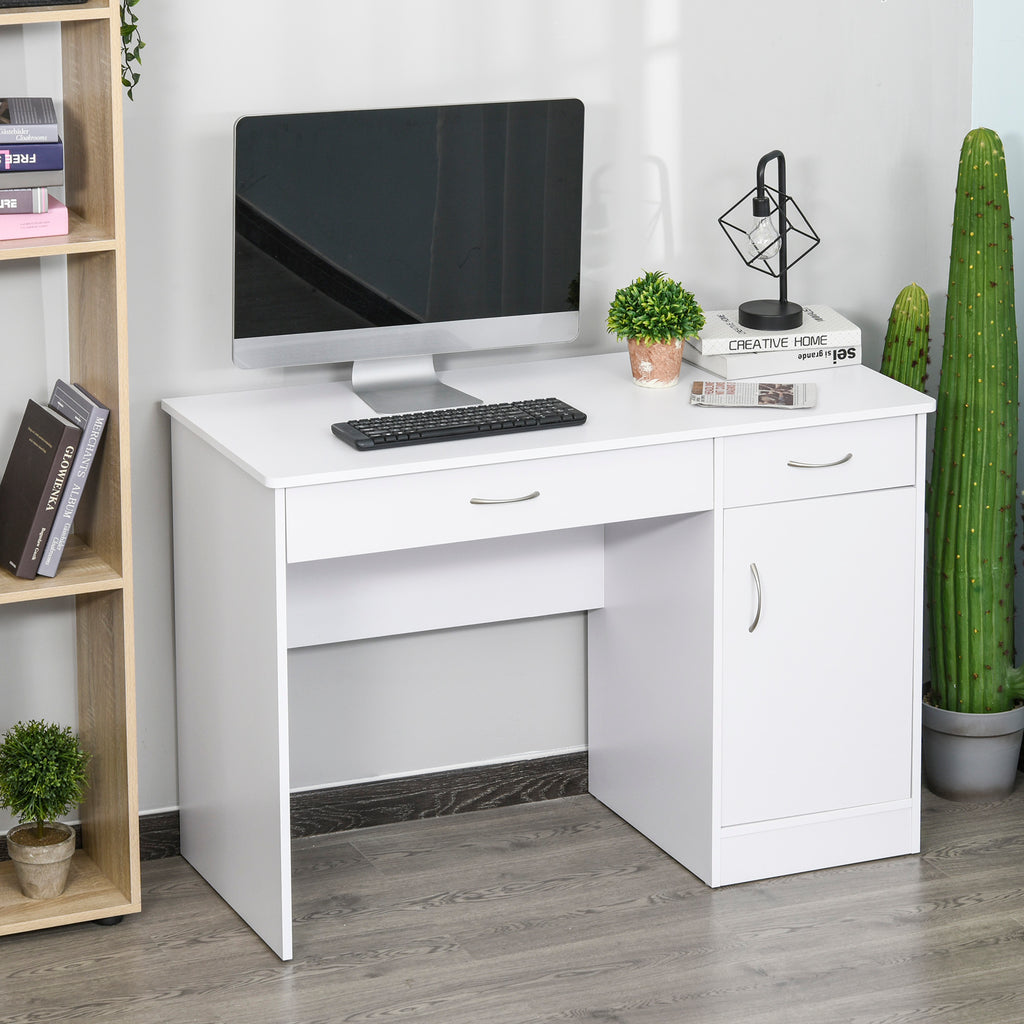 Computer Desk with Storage Drawers, Study Writing Table with Cabinet Adjustable Shelf for Home Office Workstation Bedroom, Black