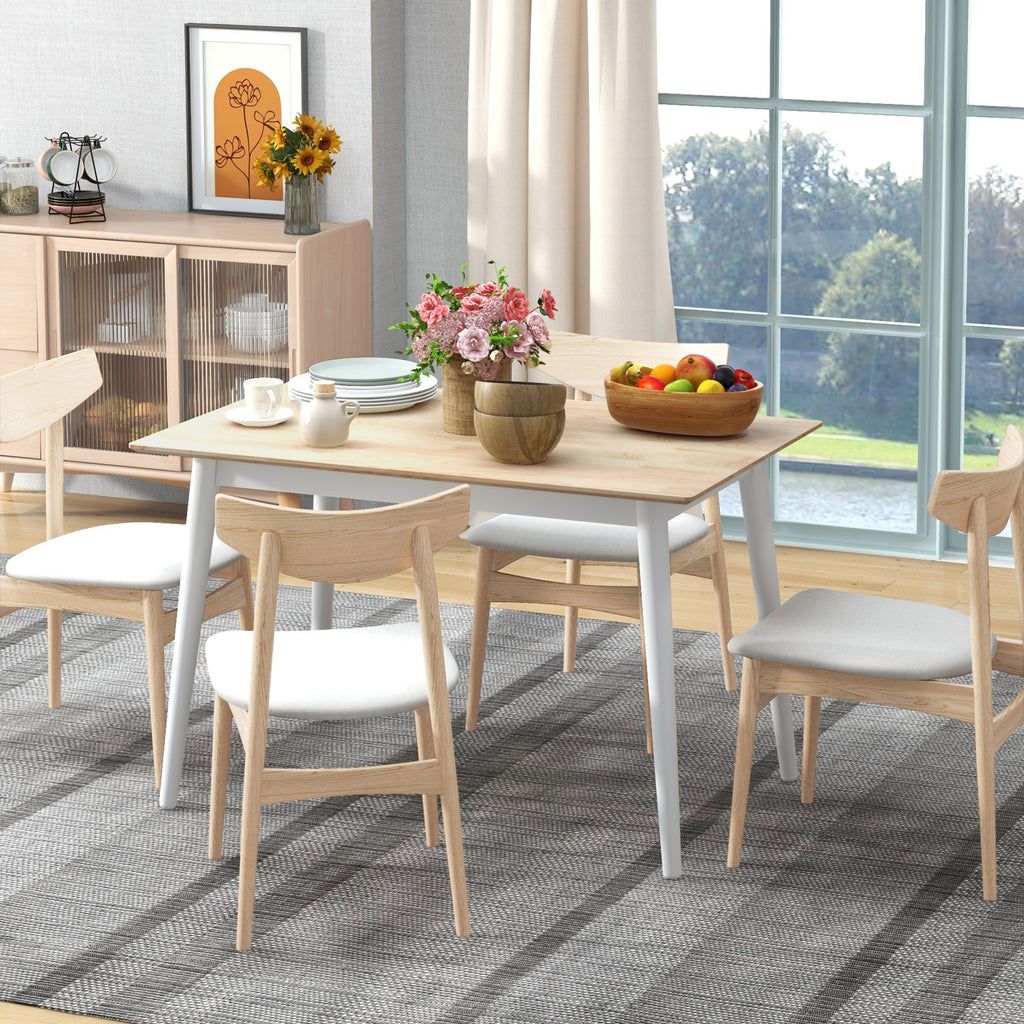 47" x 30" Dining Table, Farmhouse Dining Room Table with Pine Wood Frame, Space Saving Kitchen Table, Natural