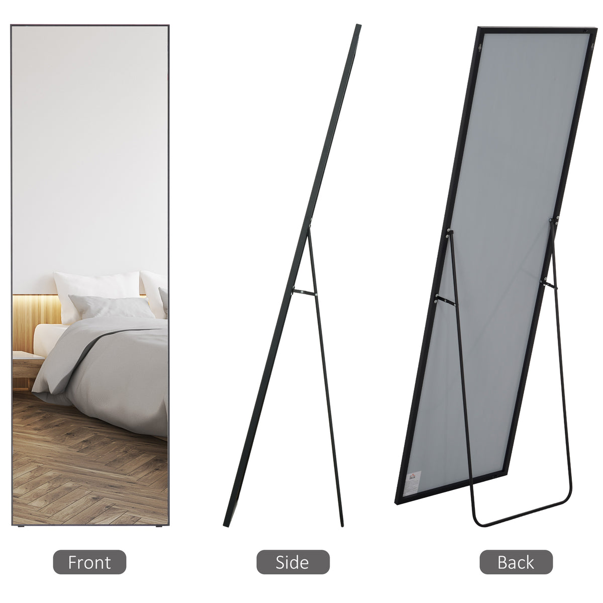 64"x20" ሙሉ ቁመት መስታወት፣ ኣብ ምድሪ ዝተቐመጠ፣ ኣብ መንደቕ ዝተሰቕለ፣ ወይ ኣብ መንደቕ ዝተደገፈ ሓደ ሓገዝ ዘለዎ ናይ ምድሪ መስታወት፣ ንድሕሪት ዝርከብ ሙሉ ቁመት መስታወት ንበዓል ቤት፣ ንሳሎን፣ ጸሊም።