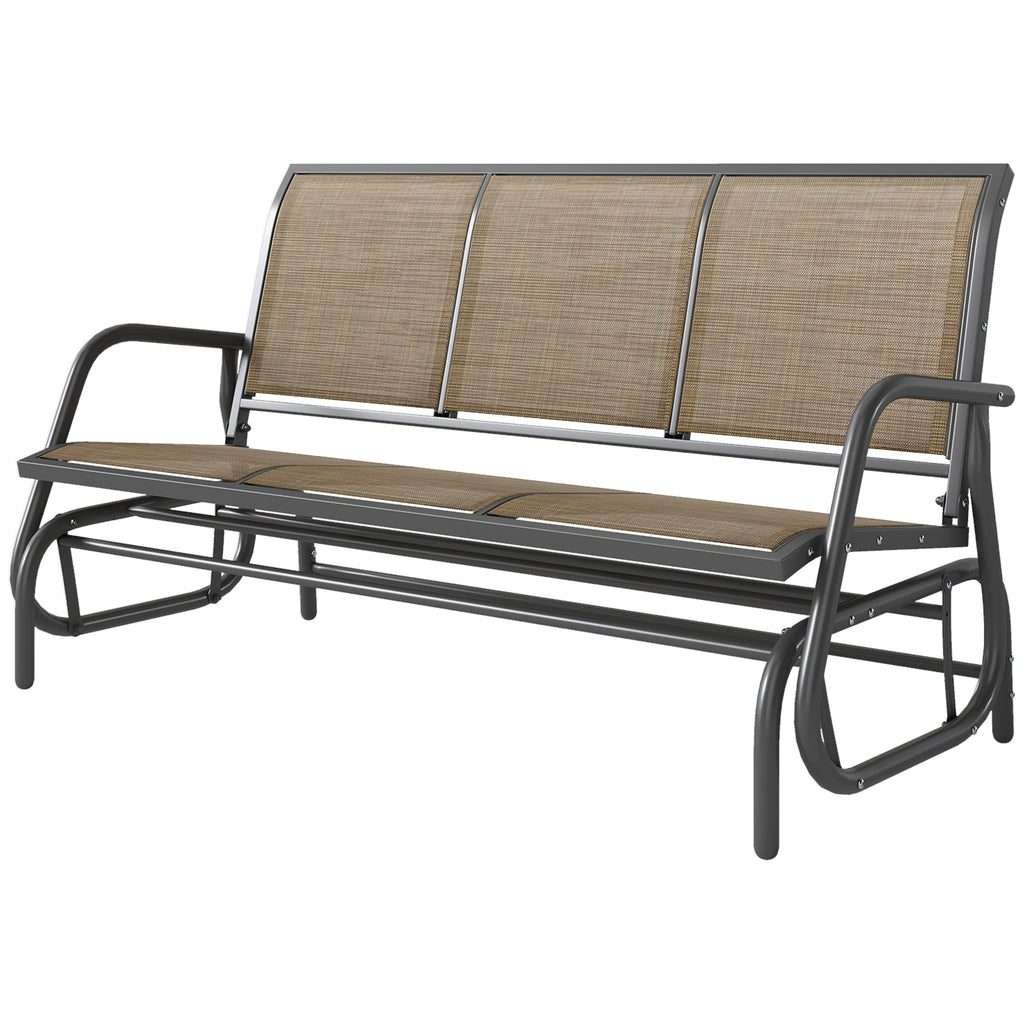 3-Seat Outdoor Glider Chair, Patio Rocking Chair, Steel Frame, Sling Fabric Seat for Garden, Backyard, Lawn, Black