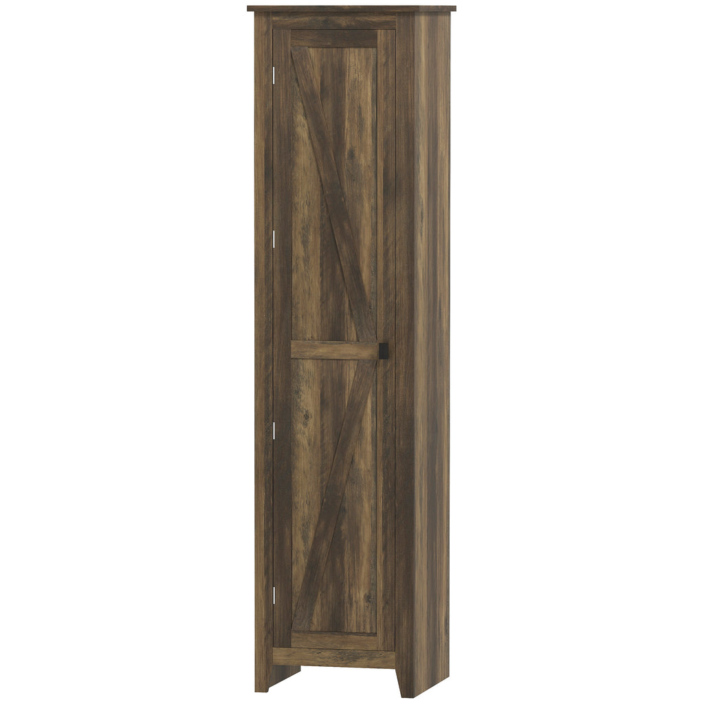 48" Farmhouse Kitchen Pantry Storage Cabinet with Barn Door, Kitchen Pantry Cabinet with Adjustable Shelves, White