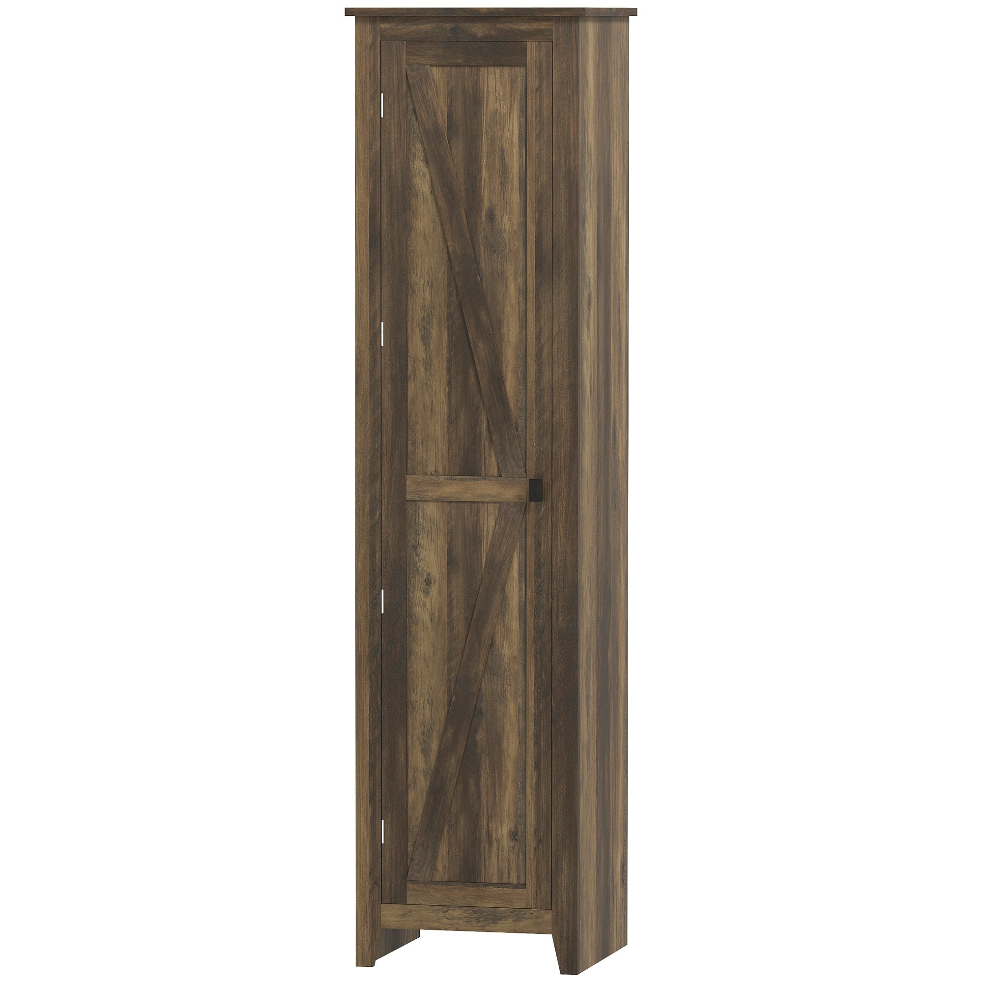 48" Farmhouse Kitchen Pantry Storage Cabinet with Barn Door, Kitchen Pantry Cabinet with Adjustable Shelves, White