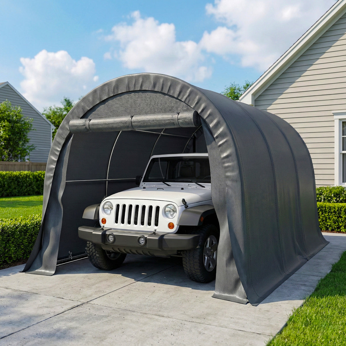 10' x 19' Heavy Duty Carport, Portable Garage Car Canopy Tent Shelter with Reinforced Galvanized Frame, Dark Grey