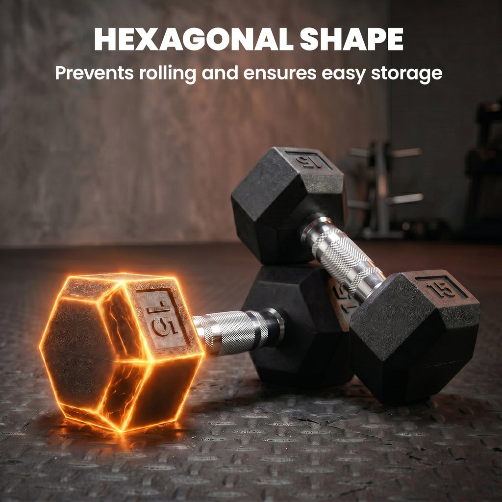 Soozier Rubber Dumbbells Weight Set, Total 30lbs Dumbbell Hand Weight for Body Fitness Training for Home Office Gym, 2 x 15lbs