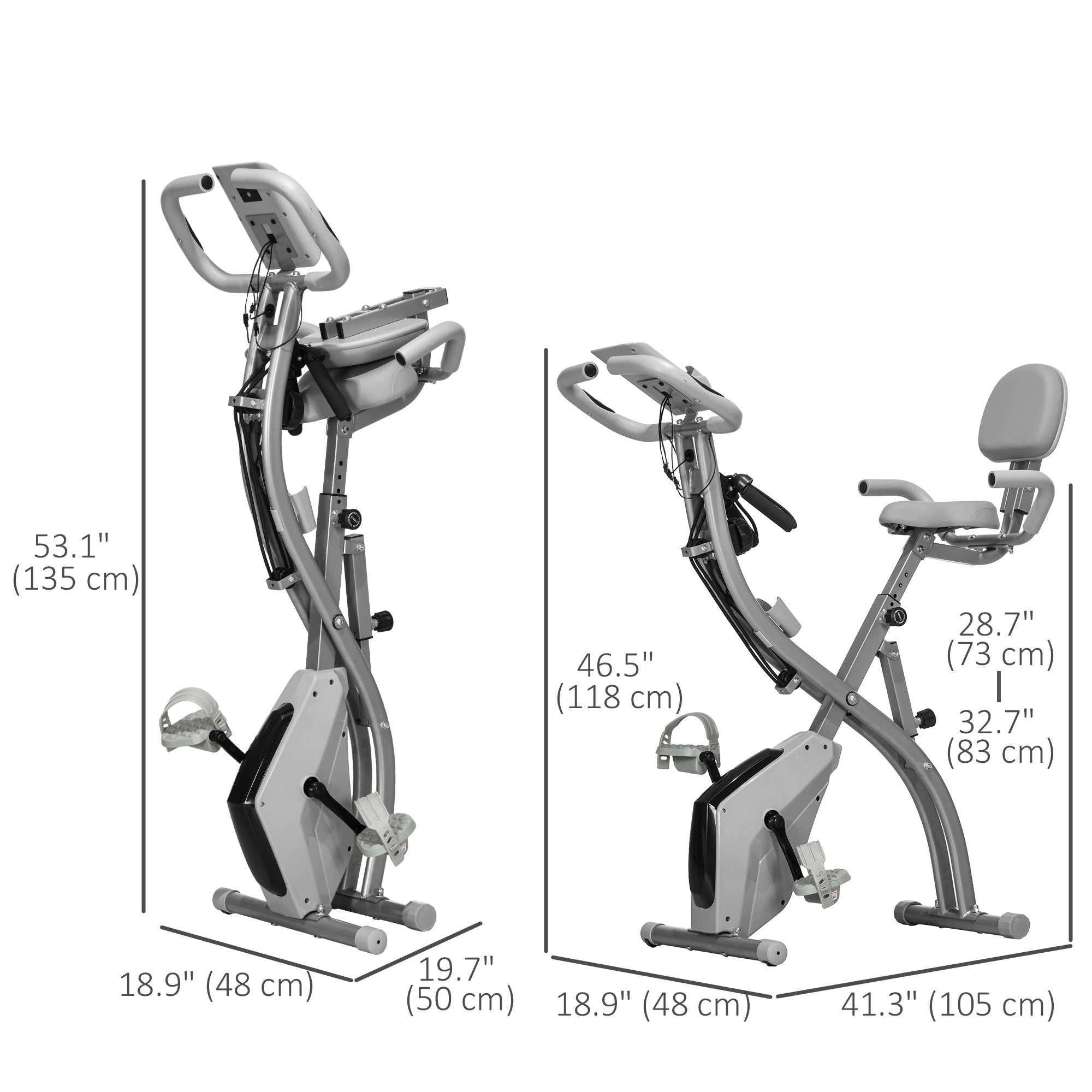 Soozier 3 in 1 Folding Exercise Bike, Foldable Stationary Bike with 8-Level Magnetic Resistance, Adjustable Seat, Black