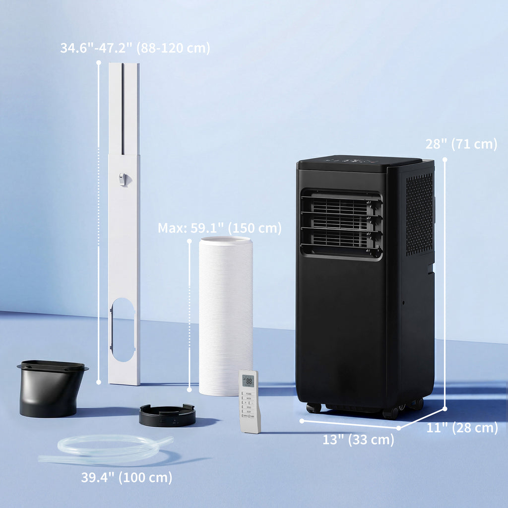 8000 BTU ተንቀሳቓሲ 4-ኣብ-ሓደ ኣየር ኮንዲሽነር ብምሑር፣ ደርቂ ኣየር፣ ፋን፣ ድቃስ፣ ዋይፋይ ድምጺ ርሑቕ ቁጽጽር፣ ጻዕዳ