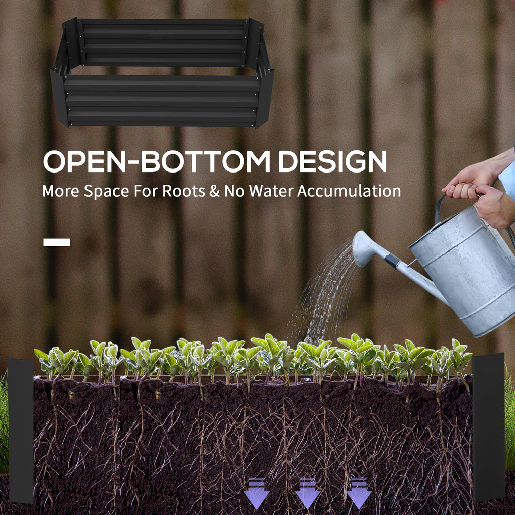 Set of 2 Raised Garden Bed, Steel Elevated Planter Box for Flowers, Herbs, Succulents, 39"x20"x12", Green