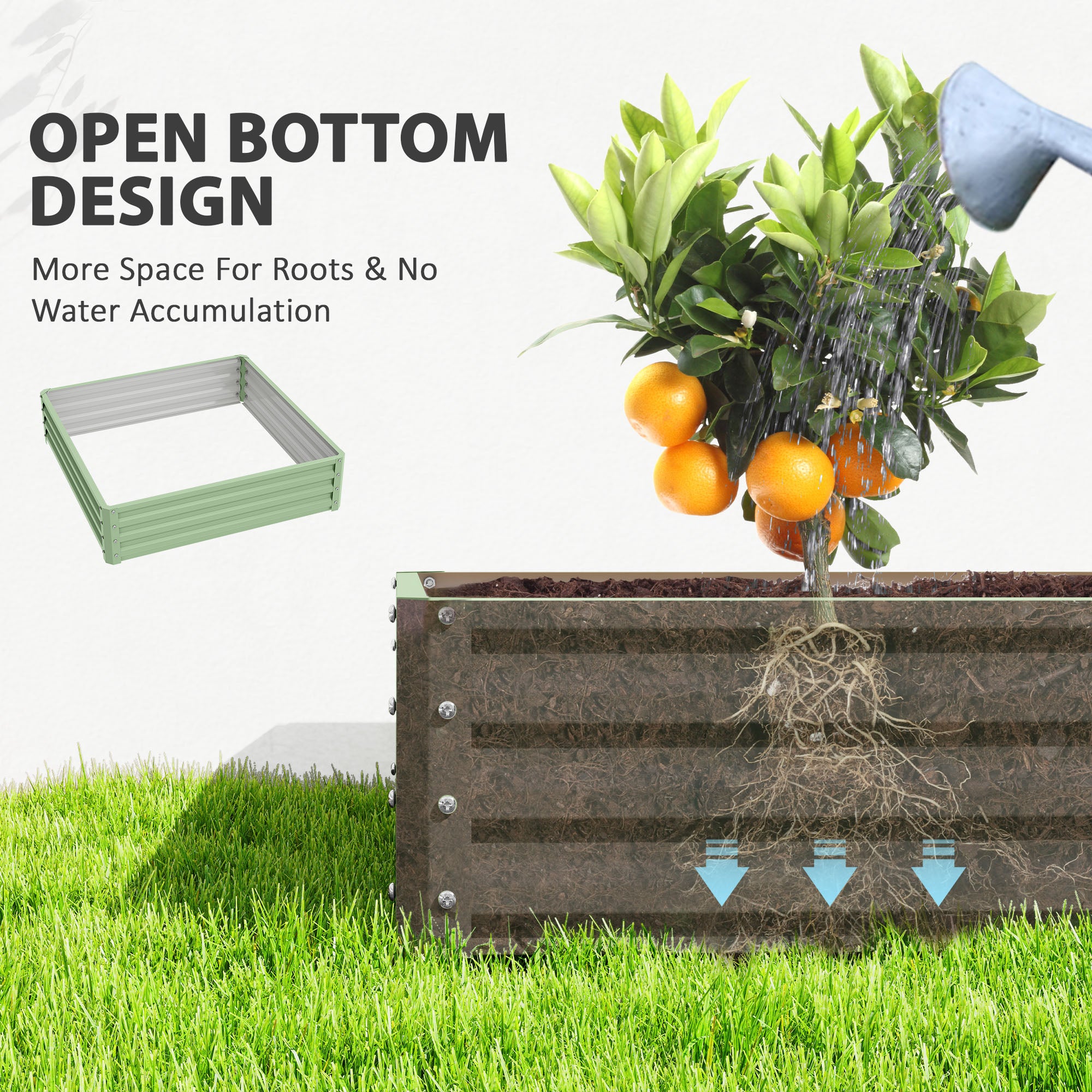 4' x 4' x 1' Raised Garden Bed Galvanized Steel Planter Box for Vegetables, Flowers, Herbs, Light Grey