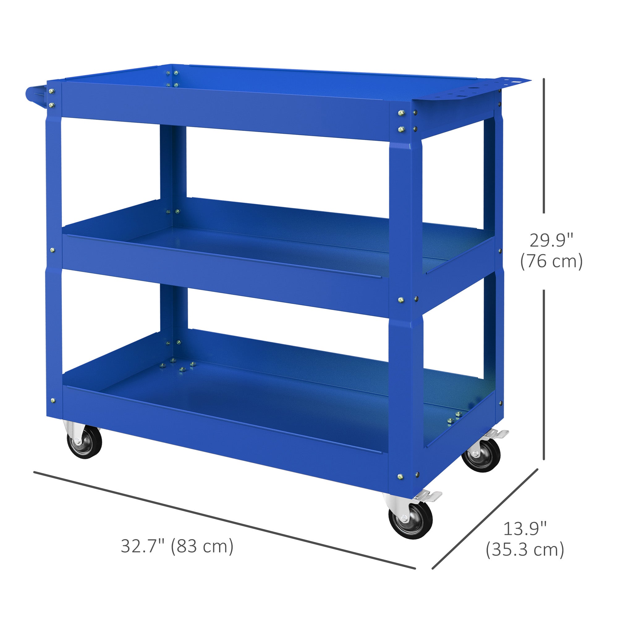 3 Tier Rolling Tool Cart with Wheels, 330 LBS Capacity Heavy Duty Utility Cart, Mobile Service Cart for Garage, Black