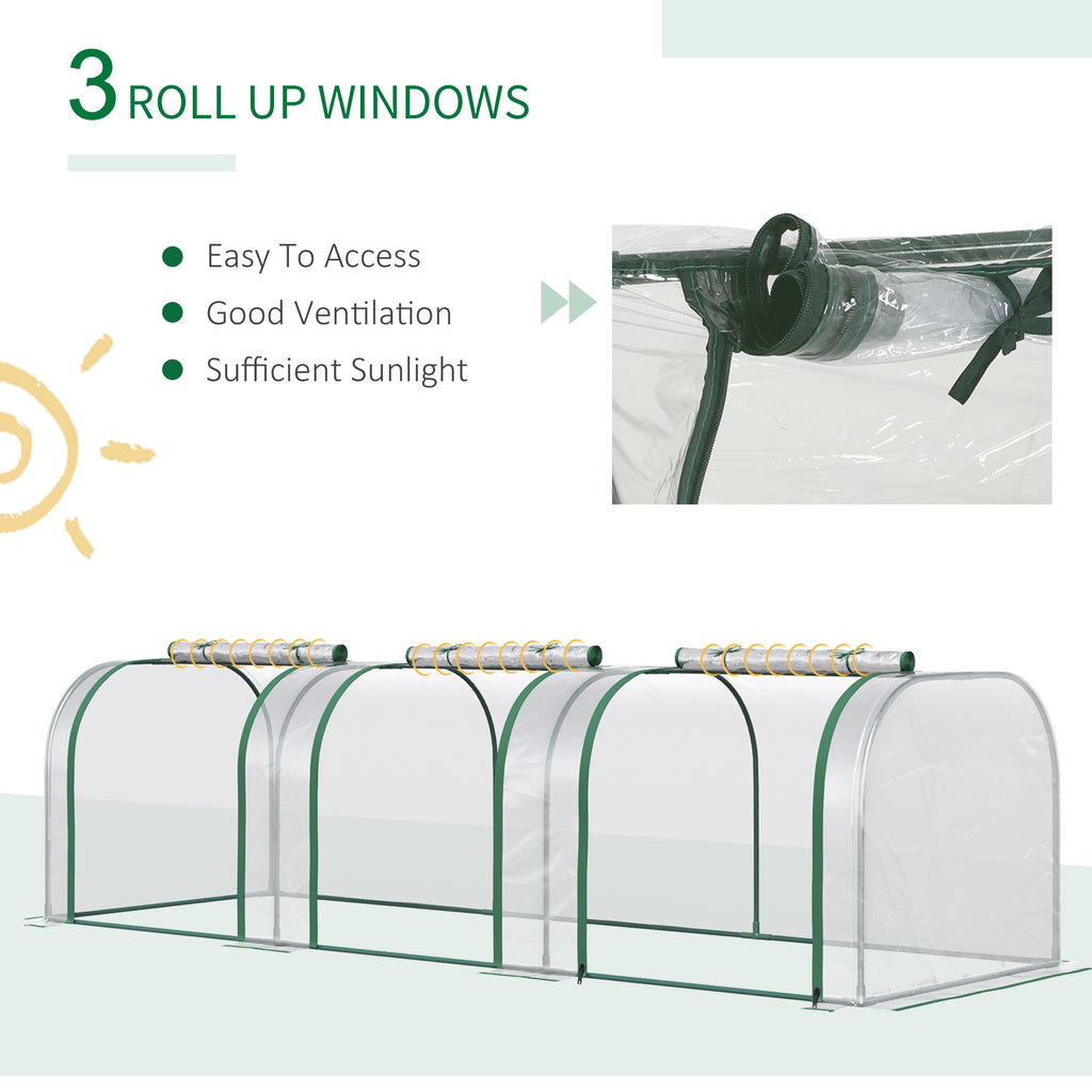 13' x 3' x 2.5' Portable Mini Tunnel Greenhouse with 4 Zipped Doors, Easy Assembly, Clear