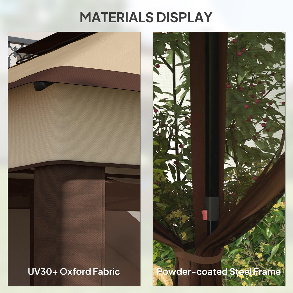 10.7 x 10.7ft Pop Up Gazebo, Adjustable Instant Sun Shelter with UV30+ Roof Cover, Removable Mesh Curtains, Beige