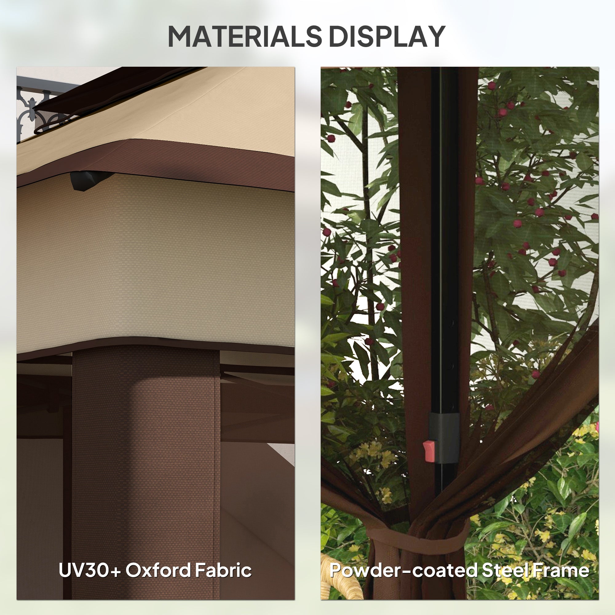10.7 x 10.7ft Pop Up Gazebo, Adjustable Instant Sun Shelter with UV30+ Roof Cover, Removable Mesh Curtains, Beige