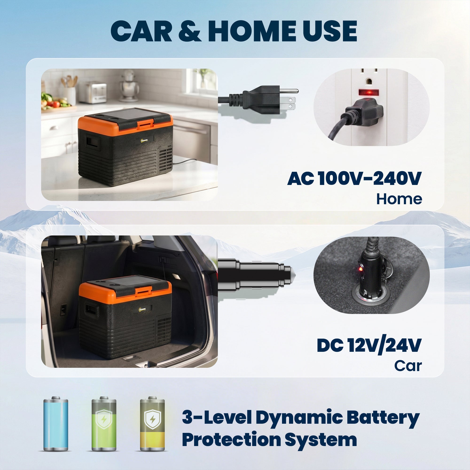 32 Quart Car Fridge, Portable Freezer, Electric Cooler Box with 12/24V DC and 100-240V AC for Camping, Driving, Picnic