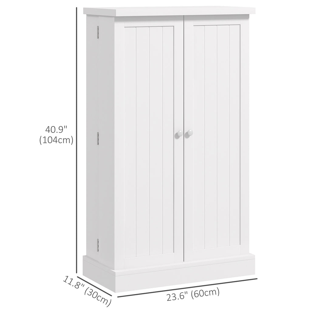 Freestanding Kitchen Pantry Storage Cabinet Kitchen Cabinet with 5-Tier Shelf 12 Spice Racks Adjustable Shelves White