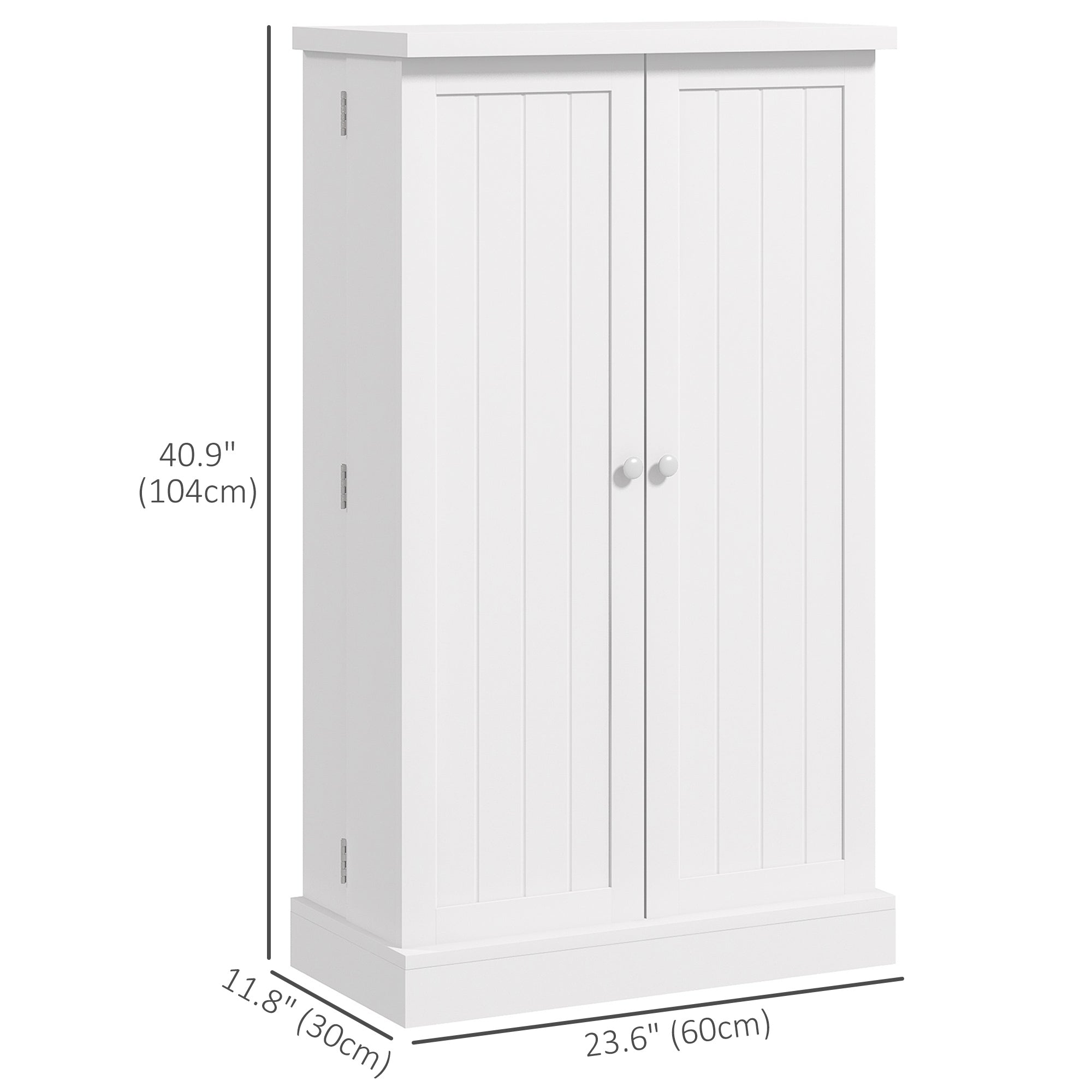 Freestanding Kitchen Pantry Storage Cabinet Kitchen Cabinet with 5-Tier Shelf 12 Spice Racks Adjustable Shelves White