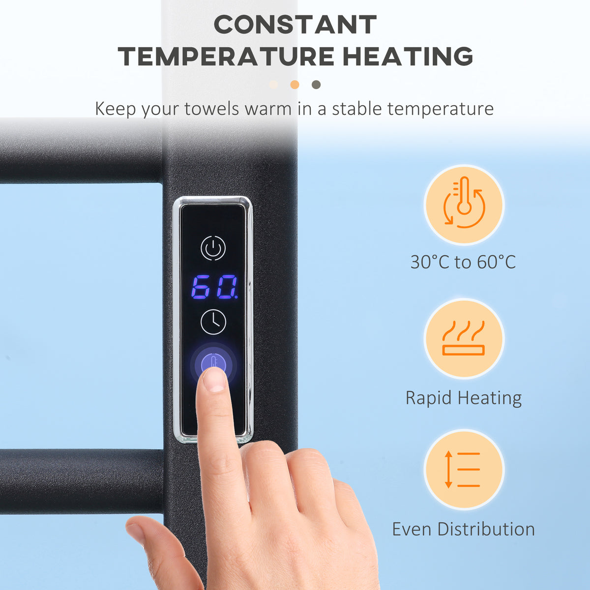 8-Bar Heated Towel Warmer Rack with Built-in Timer and LED Indicators, Wall Mounted & Free Standing Carbon Steel Electric Towel Bar with Adjustable Temperature, White