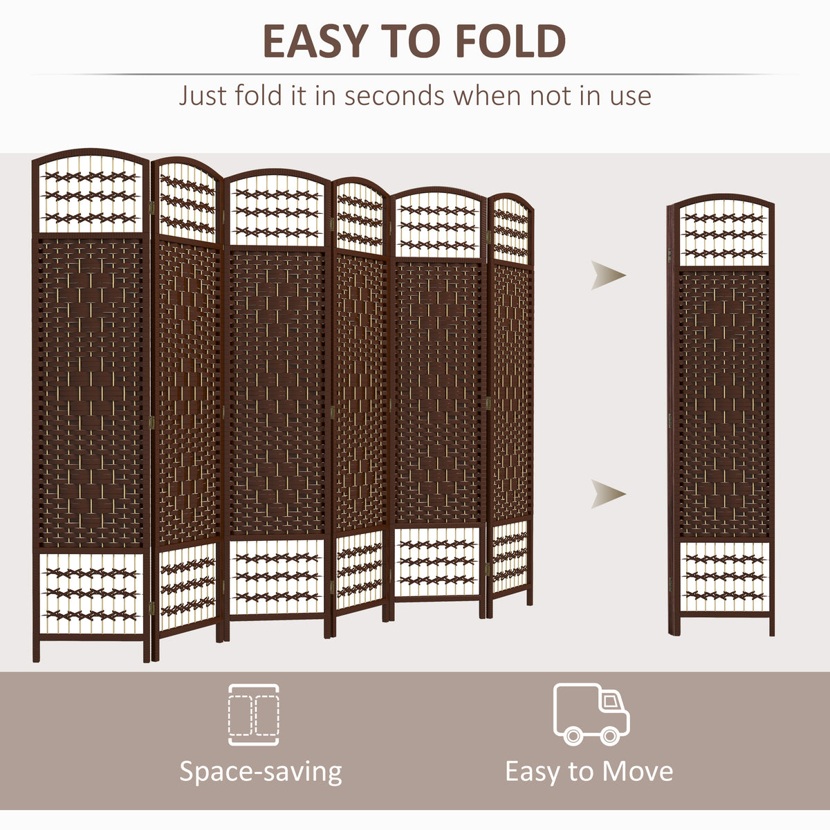 4 Panel Folding Room Divider, Portable Privacy Screen, Wave Fiber Room Partition for Home Office, White