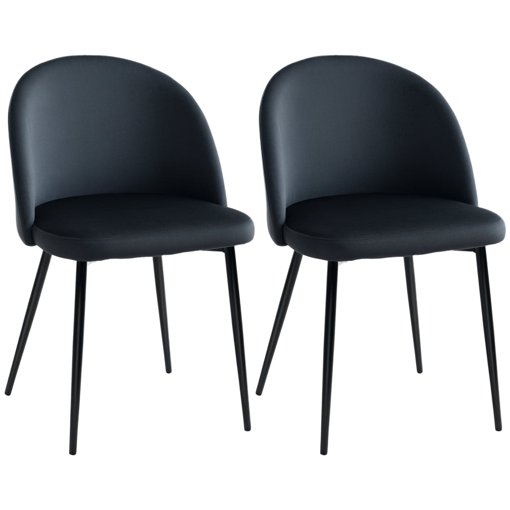 Set of 2 Mid-Back Dining Chair, Mid-Back Velvet-touch Upholstery Kitchen Chair for Living Room Dining Room, Yellow