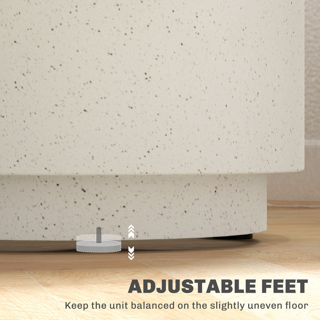 Terrazzo Finish Side Table, 17" Round End Table for Indoor and Outdoor, Cream White