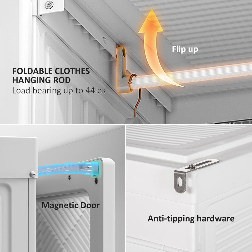 Portable Wardrobe Closet, Folding Bedroom Wardrobe, Clothes Storage Organizer with 8 Cube Compartments, White