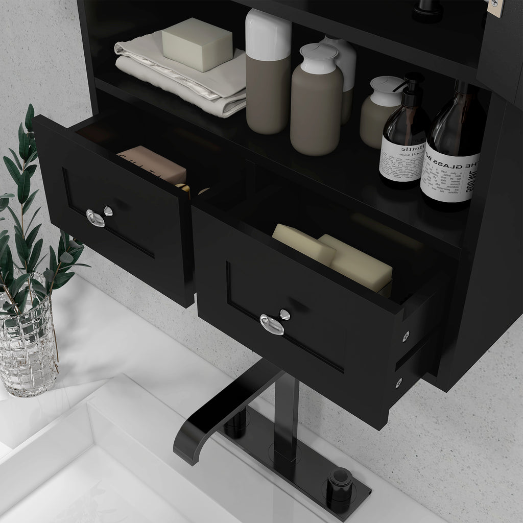 Medicine Cabinet, Bathroom Wall Cabinet with Shelf and Drawers for Hallway, Living Room, Brown