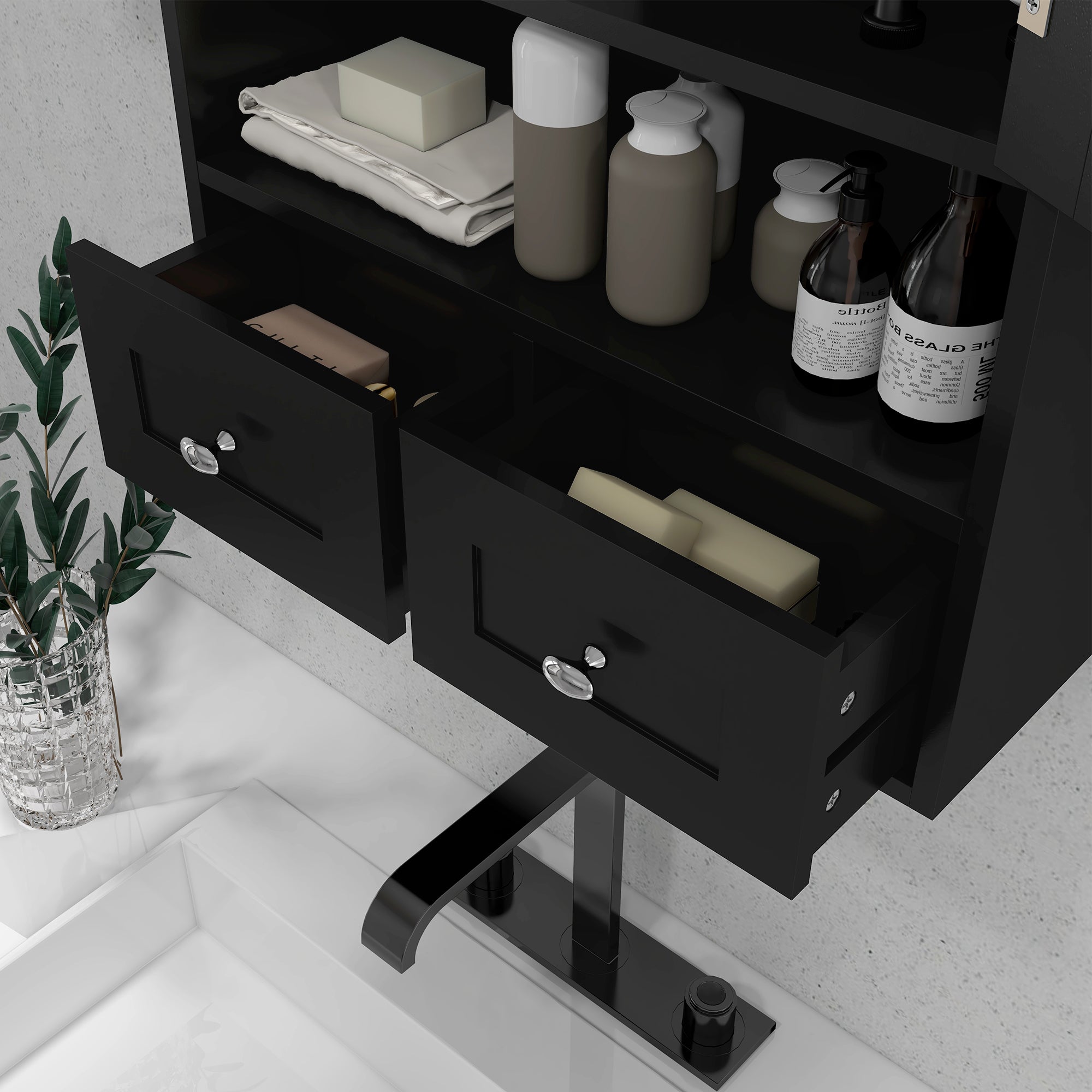 Medicine Cabinet, Bathroom Wall Cabinet with Shelf and Drawers for Hallway, Living Room, Brown