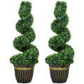 Set of 2 Artificial Plants, Topiary Spiral Boxwood Trees with Pot, for Home Indoor Outdoor Decor, 90cm