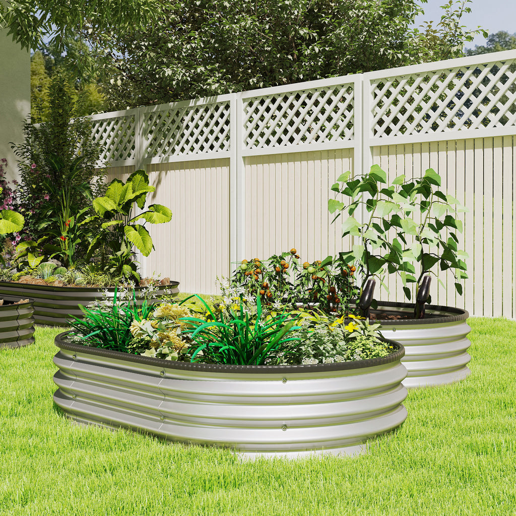 Galvanized Raised Garden Bed, 5 x 3 x 1 ft Modular Metal Garden Beds with Rubber Strip Edging, Silver