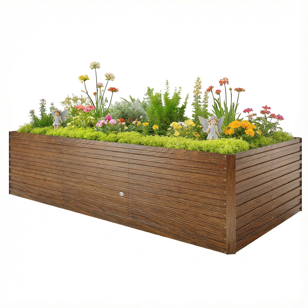 8' x 4' x 2' ዝዓቢ ልዕል ዝበለ ኣታኽልቲ በድኒ፣ ንኣታኽልቲ፣ ቀመምን ኣሕምልትን ንምብቃል ዝጠቅም ጋልቫናይዝድ ዝተገብረ ኣታኽልቲ ሳጹን ጸሊም ቡናዊ ዕጨይሽ መልክዕ