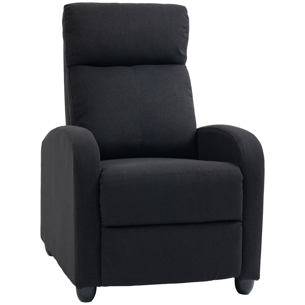 Single Recliner Sofa, Manual Home Theater Seating, Single Reclining Sofa Chair with Padded Seat for Living Room, Black