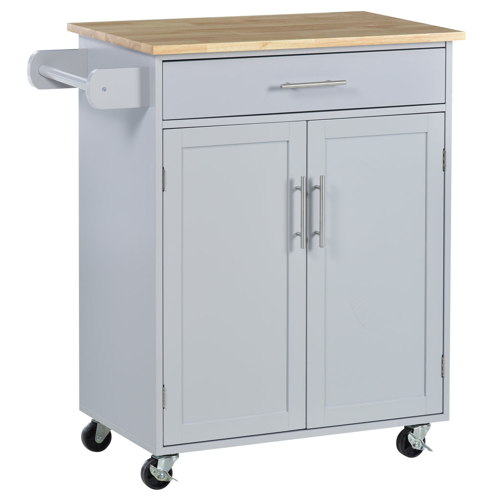 Rolling Kitchen Island Cart with Wood Top, Enough Storage Drawer Space with Towel Bar Rack Shelves, Portable Kitchen Utility Serving Cart Trolley on Wheels, Black