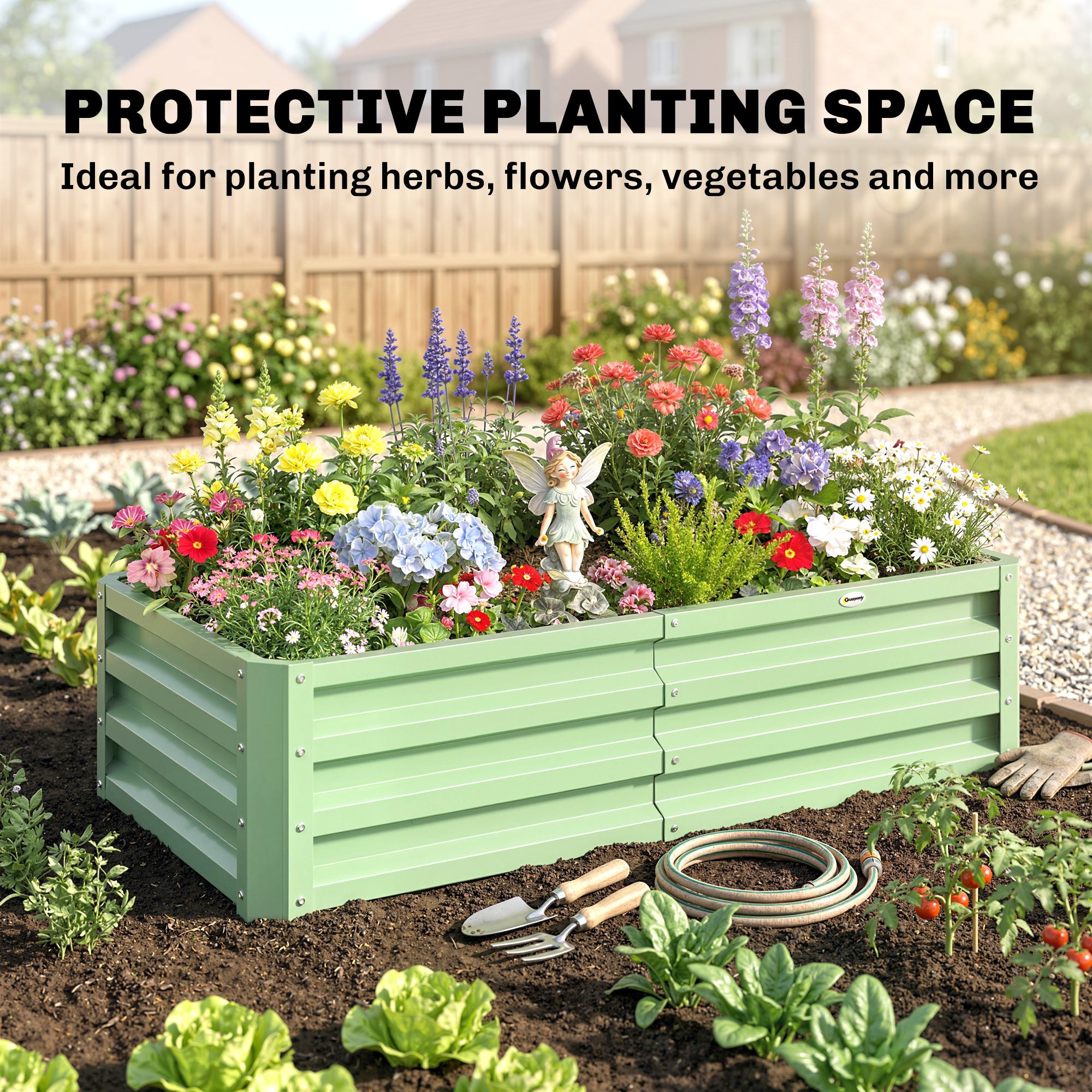 Galvanized Raised Garden Bed, Outdoor Planter Box for Vegetables, Flowers, Herbs, 4' x 2' x 1', Light Grey