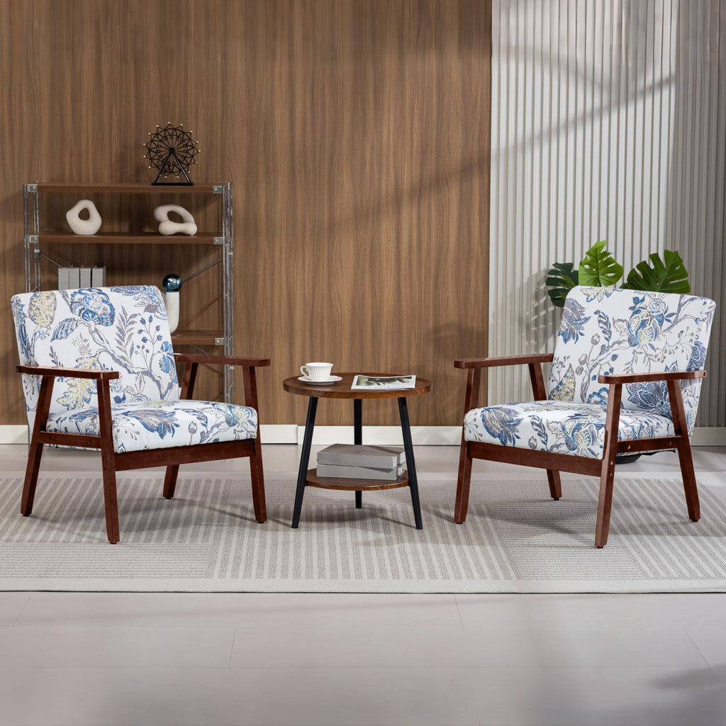 Modern Accent Chairs with Cushioned Seat, Upholstered Linen-Feel Armchair for Bedroom, Living Room, Multicolored