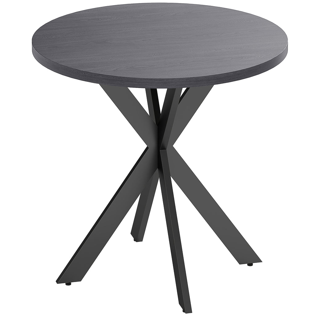 29" Dining Table, Contemporary Round Kitchen Table with Steel Legs, Brown
