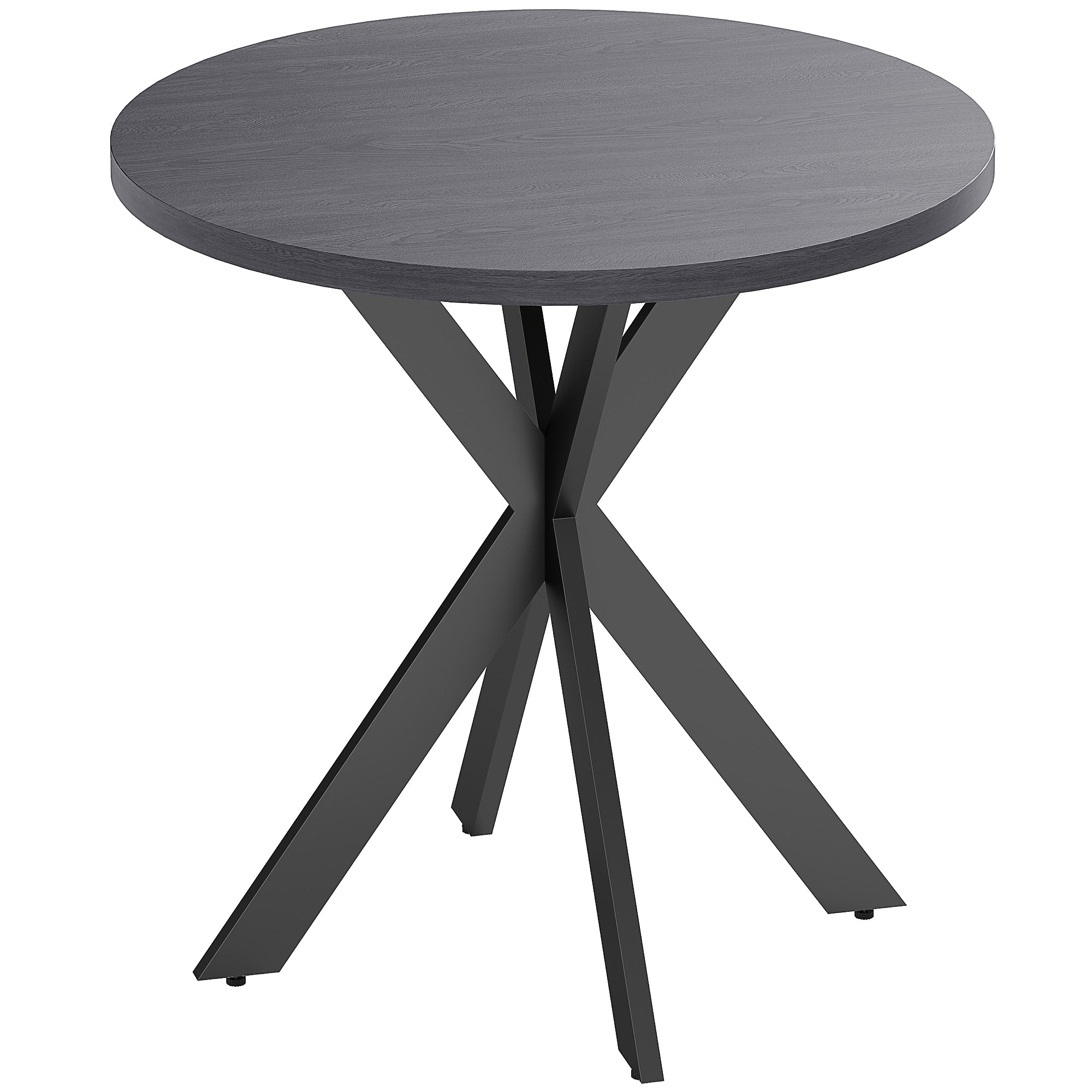 29" Dining Table, Contemporary Round Kitchen Table with Steel Legs, Brown