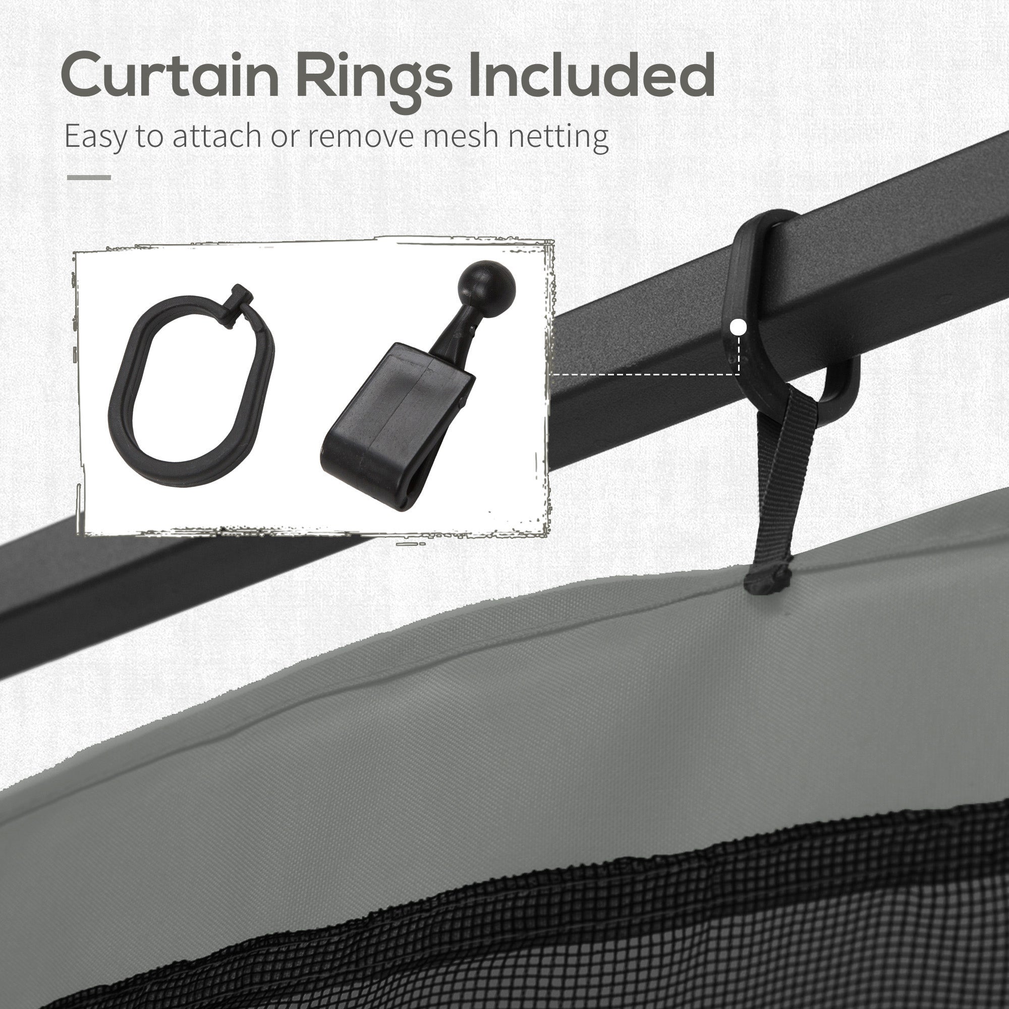 Replacement Mosquito Netting for Gazebo 10' x 12' Black Screen Walls for Canopy with Zippers, White