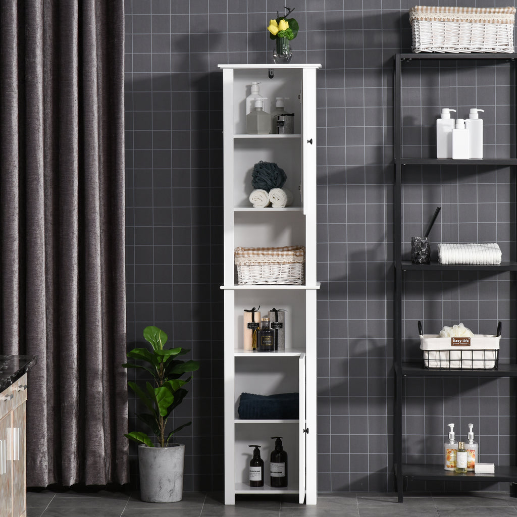 Tall Medicine Cabinet, Freestanding Bathroom Storage Cabinet with Shelves and 2 Cupboards, Bathroom Organizer, White