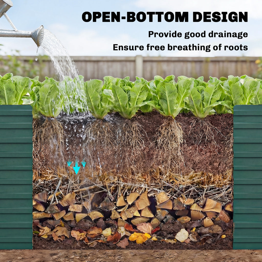 8' x 4' x 2' Raised Garden Bed, Galvanized Planter Box for Growing Flowers, Herbs and Vegetables, Green