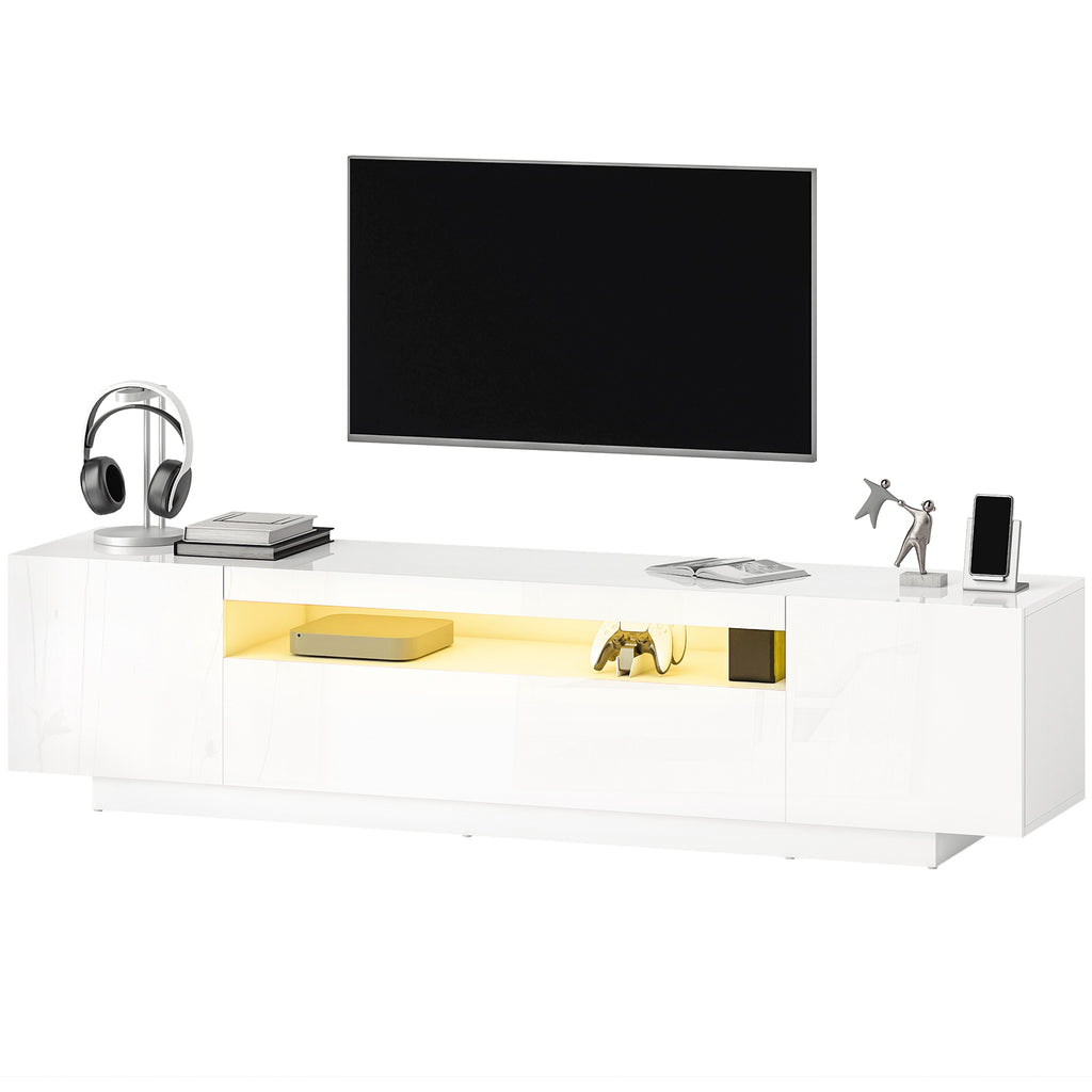 ማዕከል መዘናግዒ ምስ RGB LED መብራህቲ፣ መቐመጢ ቲቪ ን65-85 ኢንች ቲቪ፣ ዘመናዊ ጣውላ ቲቪ ንክፍሊ መዕረፊ፣ ልዑል ብርሃን ጻዕዳ