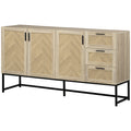 Buffet Cabinet, Coffee Bar Cabinet with Drawers and Adjustable Shelves, Oak