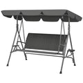 3-Seat Patio Swing Chair, Outdoor Canopy Swing Glider with Adjustable Shade, Grey