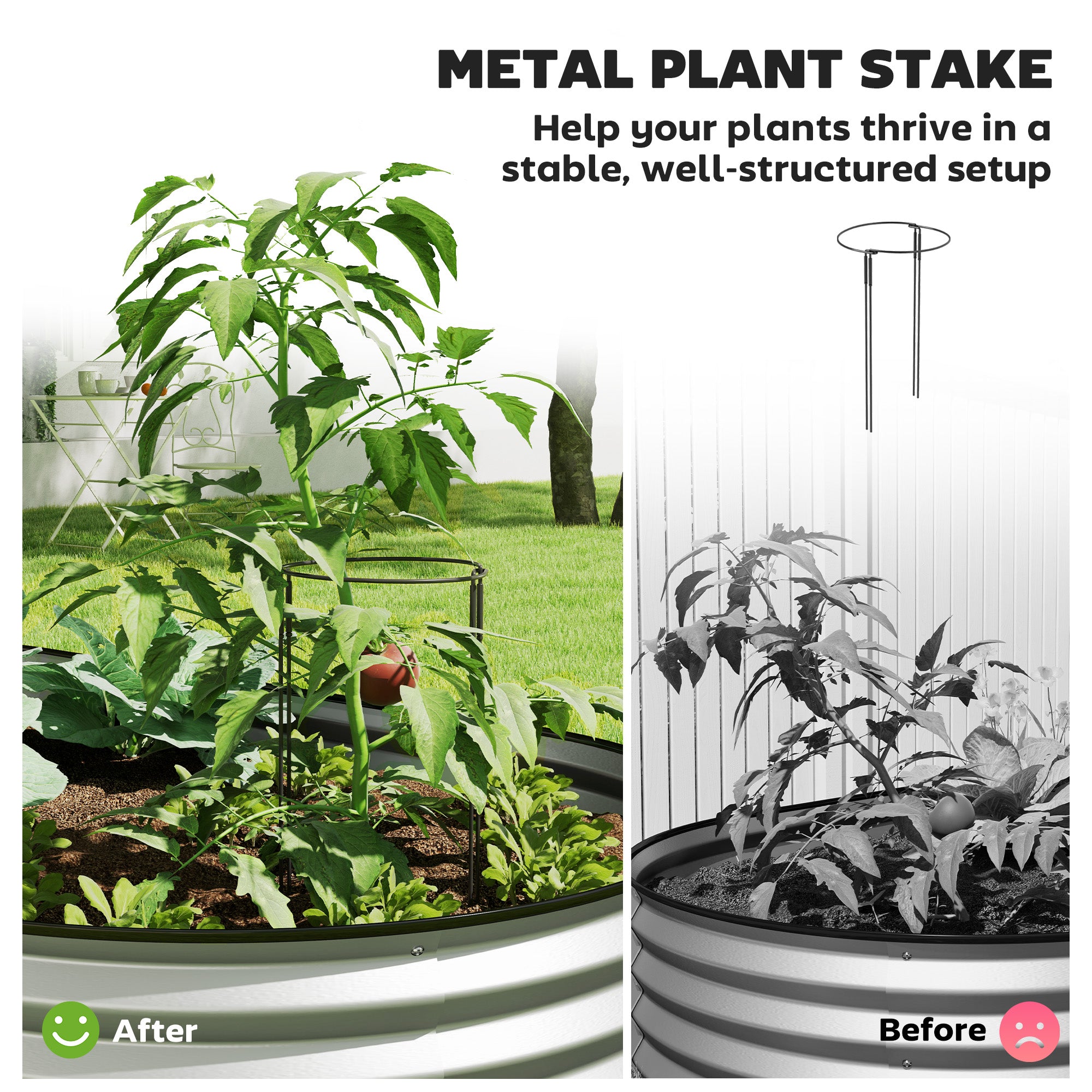 6' x 3' x 1' Large Outdoor Planter Box, Galvanized Raised Garden Bed with Metal Plant Stake, Silver