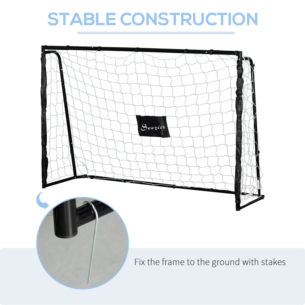 Soozier 6ft x 4ft Soccer Goal Net with Metal Frame, PE Mesh, Ground Stakes, Easy Assembly, Yellow