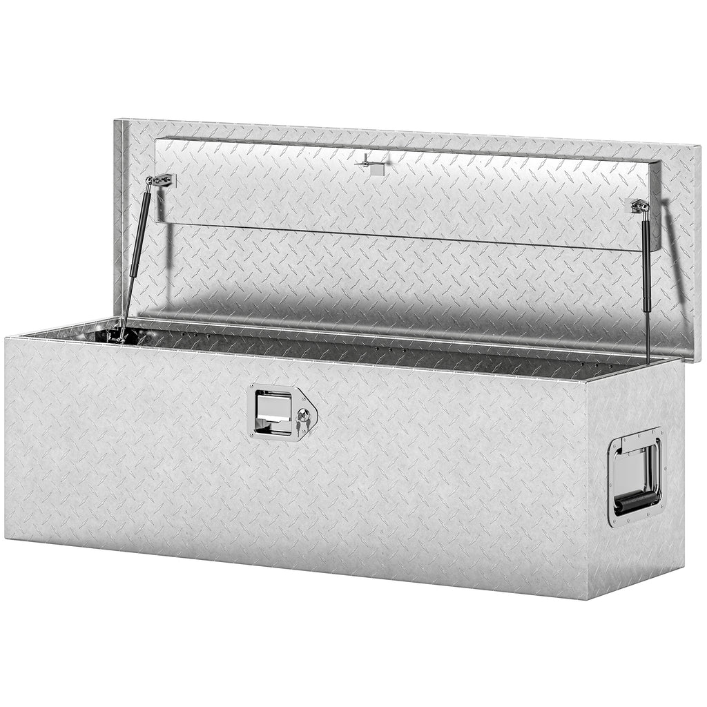 30 Inch Truck Bed Tool Box, Heavy Duty Aluminum Diamond Plate Trailer Tongue Box with Side Handle and Locks Keys